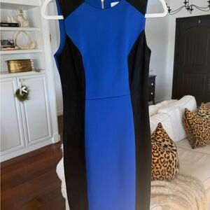 Elegant Blue and Black Colorblock Dress